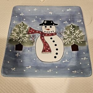 Festive Snowman Holiday Plate - 10" Square